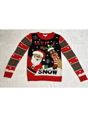 Nobo Let It Snow Womens Long Sleeve Ugly Christmas Holiday Sweater Size S (3-5)